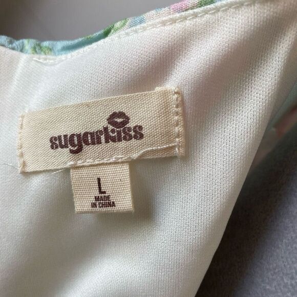 Sugar kiss Floral Printed Asymmetrical MIDI  Dress Size Large - Picture 11 of 13